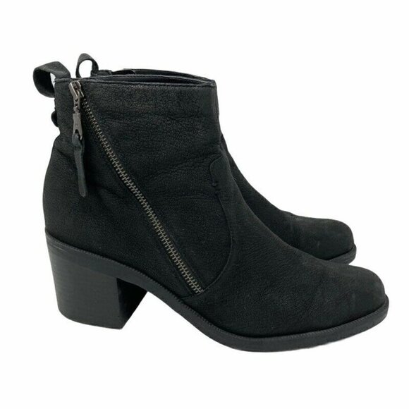 Crown Vintage Womens Astalema Ankle Booties Black Leather Round Toe Side Zip 10 - Picture 1 of 9